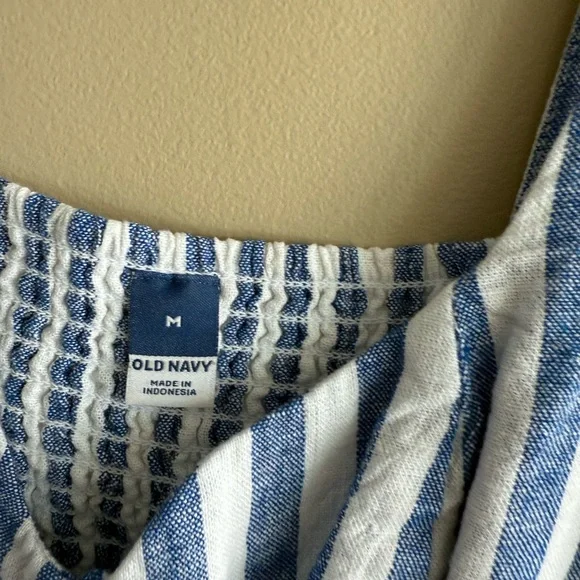 Old Navy Blue and White Linen Strap Sundress - Picture 6 of 8